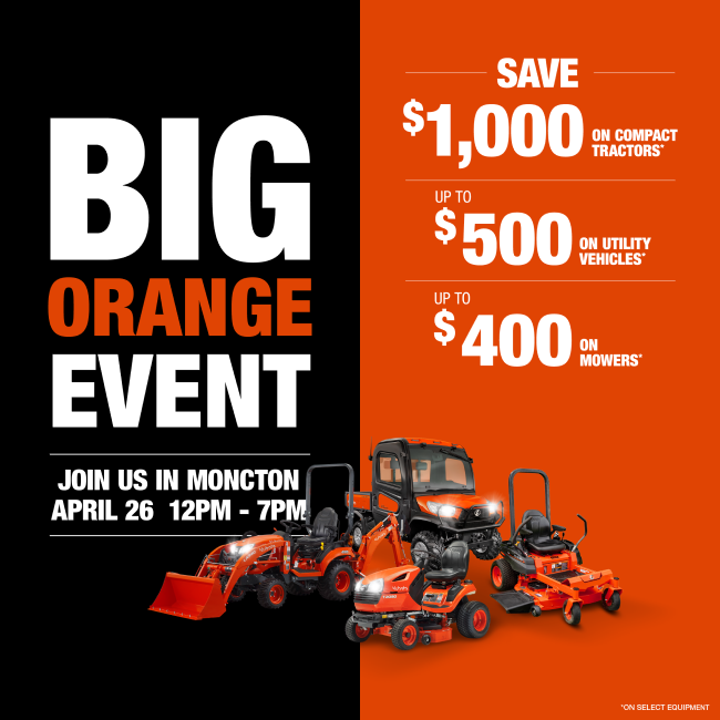 Kubota Big Orange Event Sale - Join Us April 5th & 6th