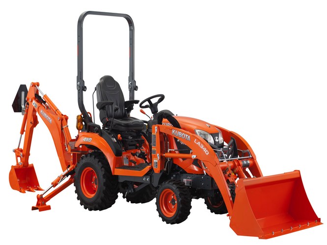 Kubota tractor on a white background